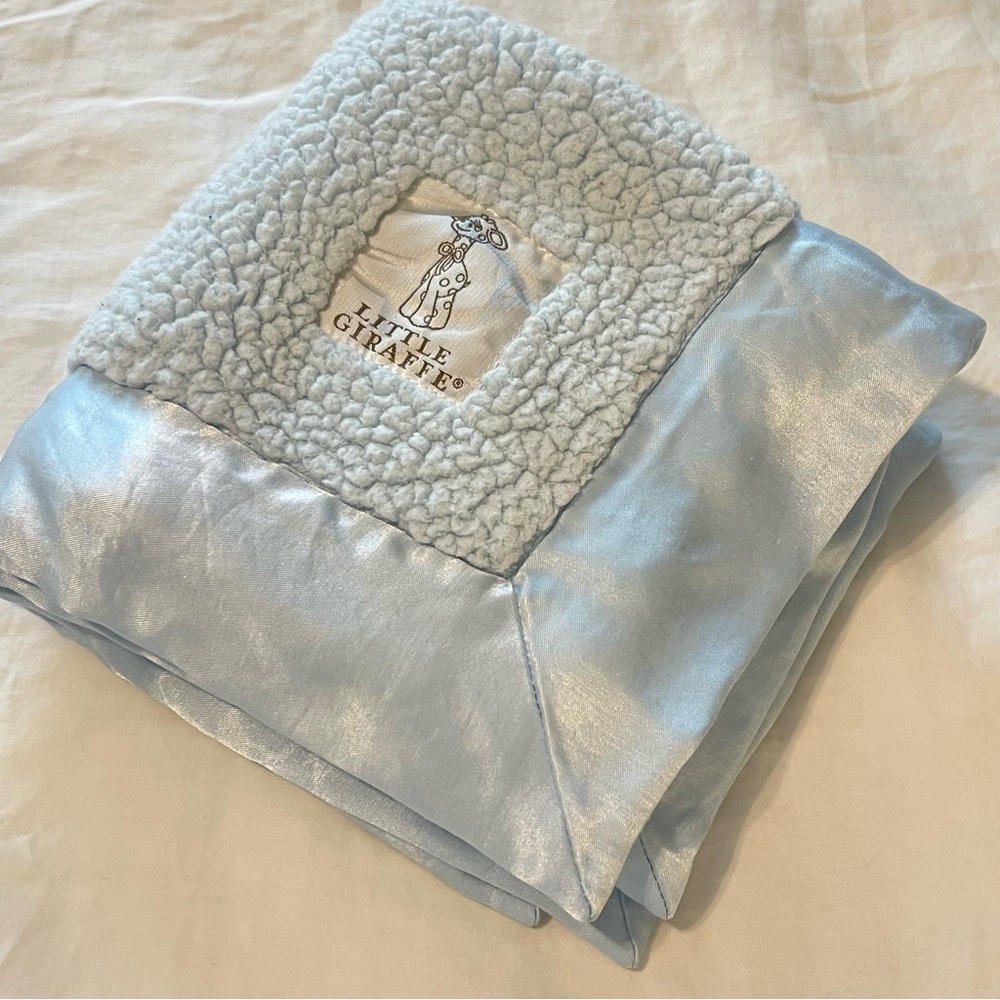 Little Giraffe baby blue Baby Lovey Security Blanket 14”x14”